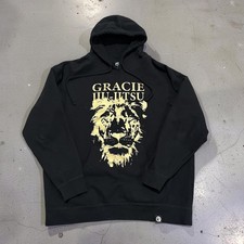 Gracie Jiu-Jitsu Quikflip Convertible Hoodie Black Gold Lion Mens XL MMA BJJ