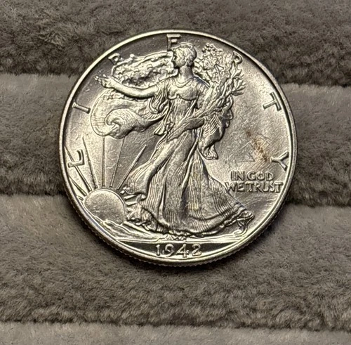 1942-D Silver Liberty Walking Half Dollar Gem BU Lustrous