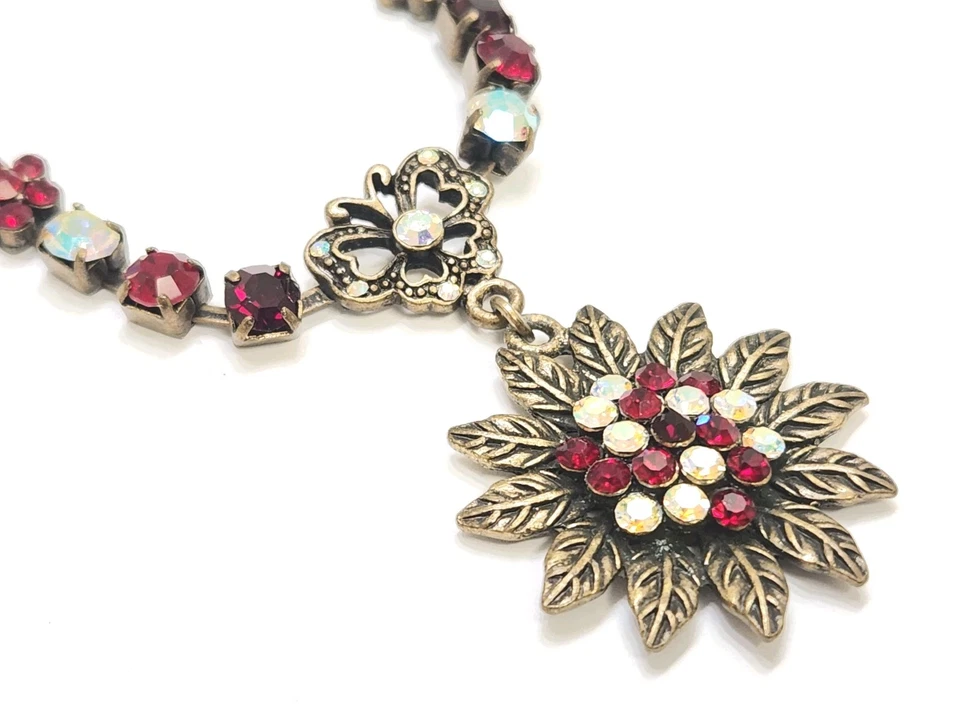 Cookie Lee бронзовый красный и прозрачный камень цветок медальон бабочка Y-капля ожерелье - Изображение 3 из 4