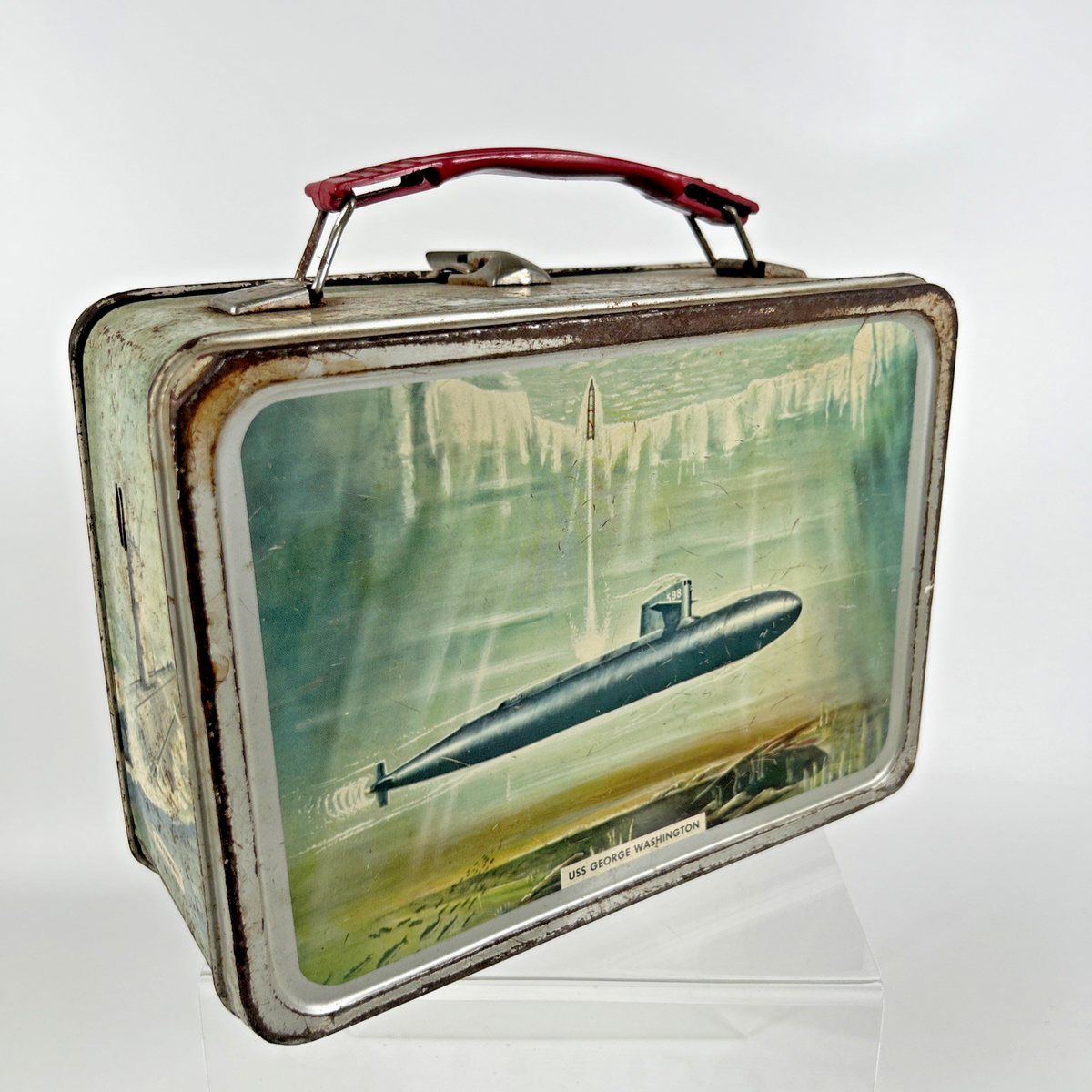 Vintage Metal Submarine Lunch Box USS Seawolf USS George