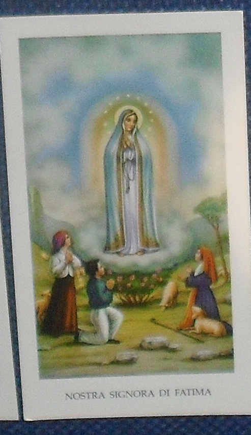 3 Santini Madonna Von Fatima Wallfahrt 10x6 CM Mit Retro Gebetskette
