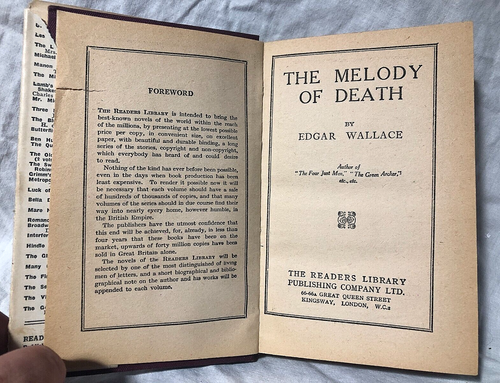 Edgar Wallace - The Melody of Death - Readers Library 1928 - Scarce Skull Jacket - Picture 5 of 7