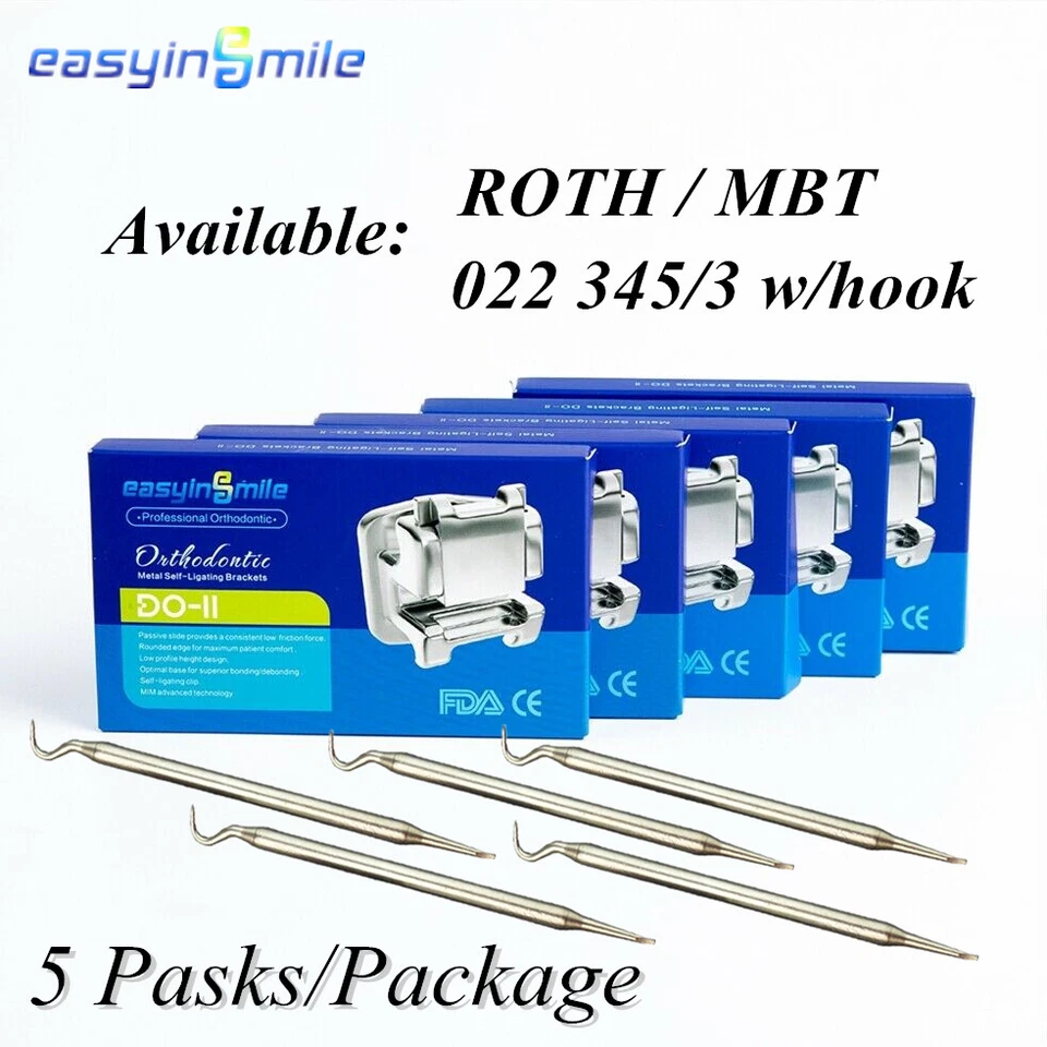 Mini brackets autoligables de ortodoncia metal dental ROTH/MBT 022 paquete de 5  Foto 2 de 4