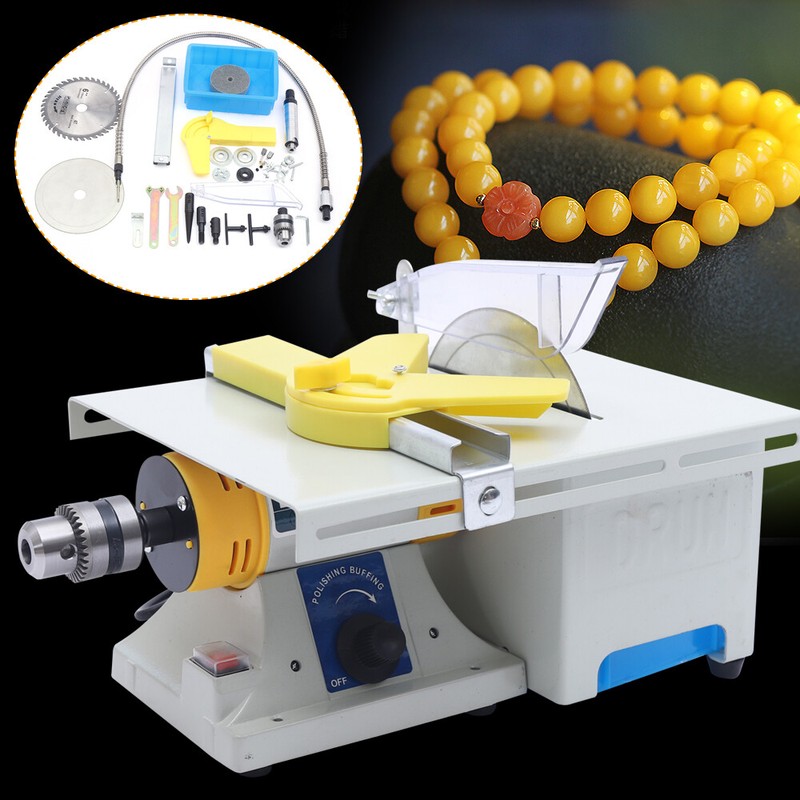 Mini Gem Grinding Polishing Machine Table Rock Saw Jewelry Lapidary Equipment US