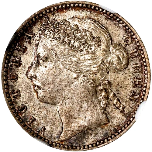 1888 Straits Settlements 10 Cents, NGC UNC Details- Cleaned