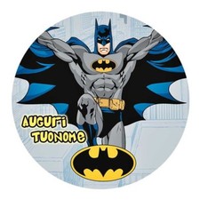 Cialda BATMAN DC COMICS Decorazione Torta Ostia o Zucchero con NOME 03