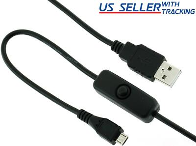 3A Micro USB Cable with ON/OFF Switch Power Button Raspberry Pi & Phone Charging
