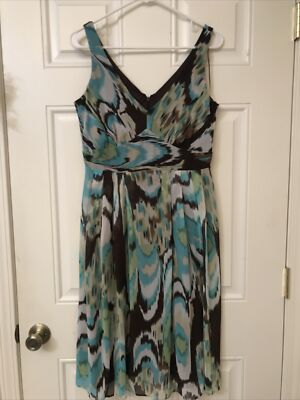 Studio 1940 Sleeveless Dress Brown Green Teal Size 8 Beautiful | eBay
