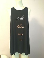 Betsey Johnson Performance Women's Sz L Black Excercise Tank "Plie' then Rose'"