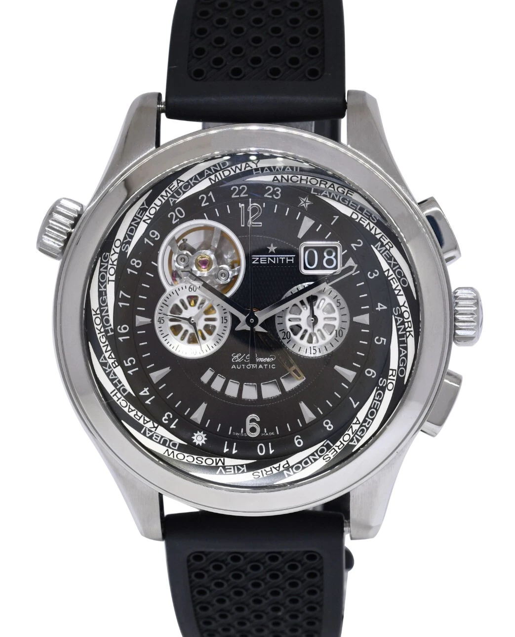 Zenith — Zenith El Primero Grande Class Traveler Steel Open Multicity Watch 03.0520.4037