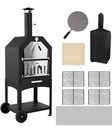 Wood Fired Pizza Oven Pizza Maker Grill with Wheels Waterproof Cover Outdoor