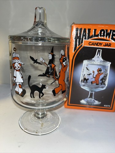 Vintage 1986 Action Industries Halloween Candy Jar Ghost Trick-or-Treat W/ Box - Picture 3 of 9
