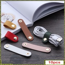 10pcs Leather Cable Management Cord Earphone Cable Desktop Storage Clips Holder