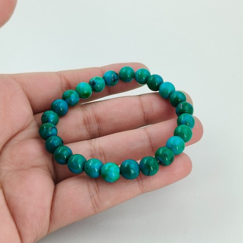 Türkis Perlen handgefertigt dehnbar heilend Reiki Yoga Armband für Frauen, Männer - Bild 15 von 20