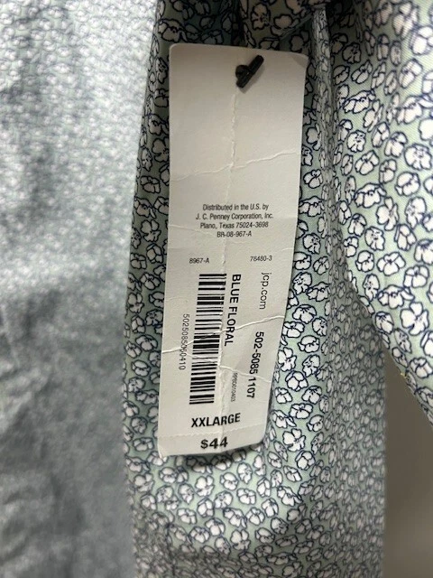 Camisa CLAIBORNE Para Hombre SLIM FIT Abotonada MANGA LARGA Azul Floral XXL - NUEVA Foto 4 de 4