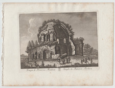 Stampa antica Mariano Vasi Roma 1816 veduta tempio minerva medica acquaforte