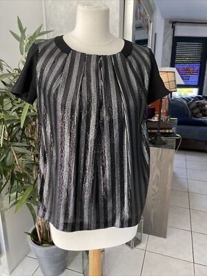 TRUSSARDI JEANS Top Bluse Tunis Gr. 40 schwarz Pailletten Neu 259 