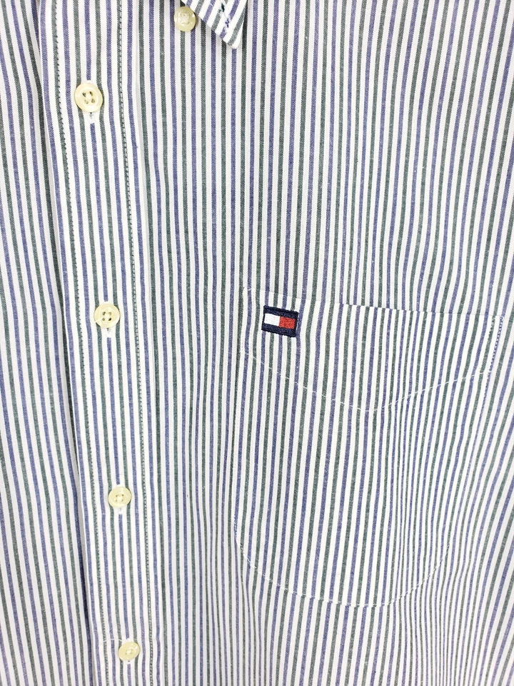 Camisa de vestir Tommy Hilfiger para hombre talla L vintage manga larga a rayas con botones Foto 3 de 4