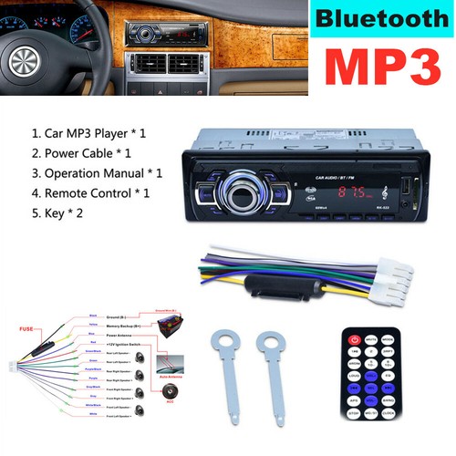 Bluetooth 12V Auto Estéreo para tablero Receptor de Entrada AUX USB MP3 reproductor de radio | eBay