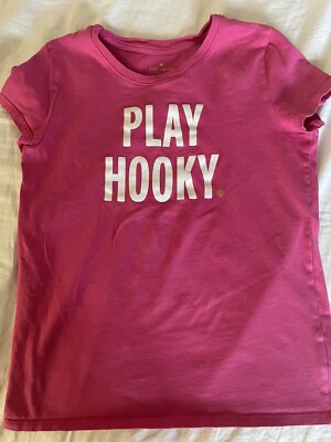 Kate Spade Little Girl's Play Hooky Pink Tee T Shirt Top Size 14 Few Small Spots
