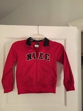 Nike Zip Up Athletic Lightweight Jacket Boys Size 5 In Red/black/white