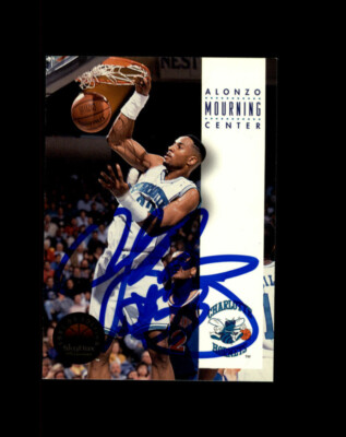 Alonzo Mourning Signed 1993-94 Skybox Premium #40 IPA In Person Autograph Blue