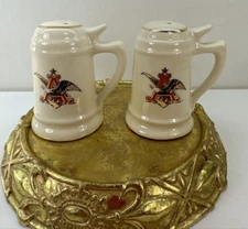 Rare Vintage Anhueser Busch Brewing Co. Salt & Pepper Set - A & Eagle Logos