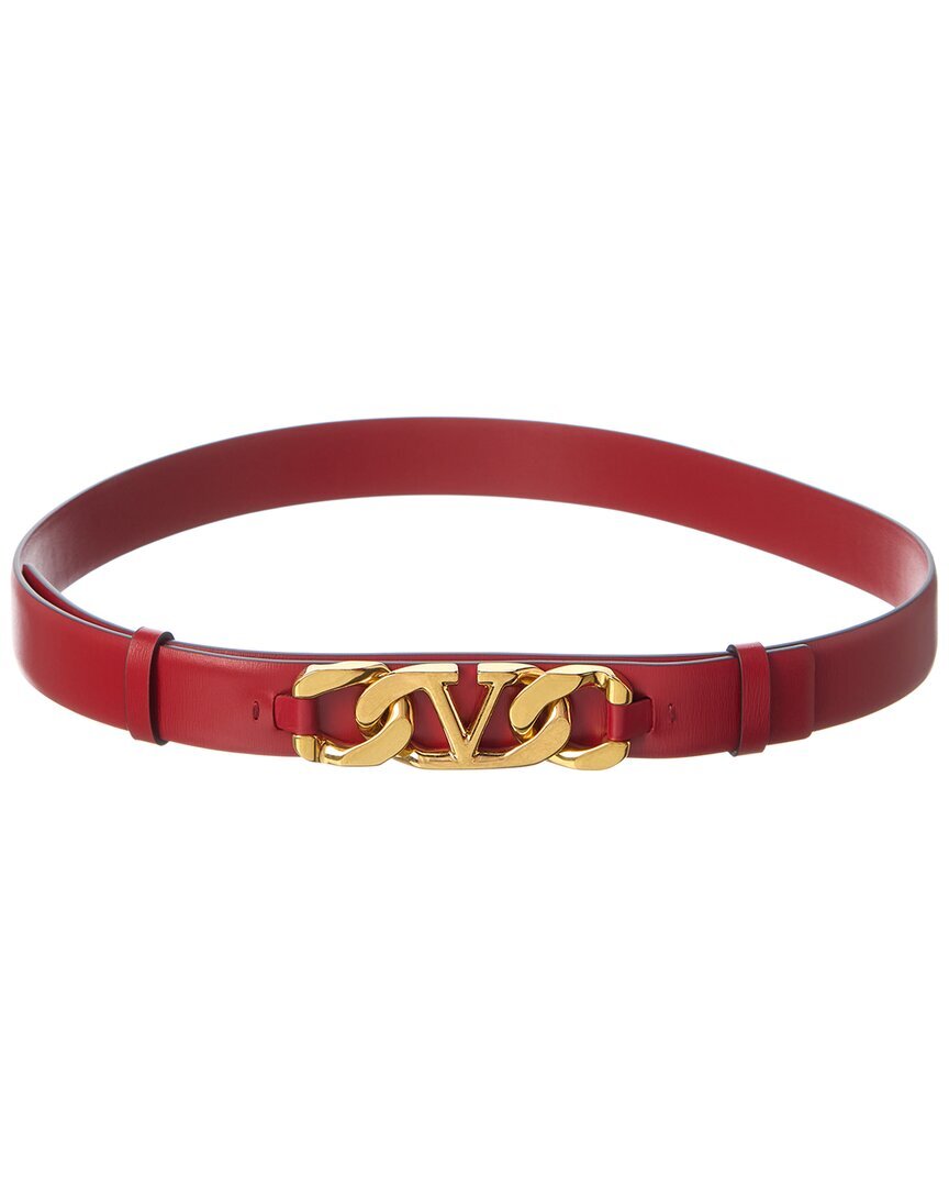 Valentino Vlogo Кожаный ремень с цепочкой Женский Красный 80