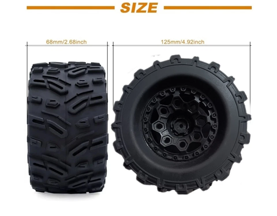2Pack RC Badlands MX38 2.8 Tires and Wheel Rim 12mm Hex for 1/10 HPI HSP Savage - Image 4 of 4