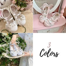 35-40 Sweet Lolita Mary Jane Shoes Cute Round Toe Heel Comfort Non-Slip Casual