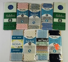 Lot of 9 Rick Rack Vintage New Old Stock Trimtex Nufashond Wrights Corticelli