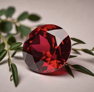 Synthetischer Rubin (Korund) Taubenblut rot - 6,5 mm Brillantschliff