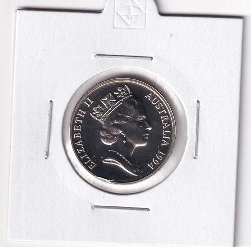 AUSTRALIAN: 1994 10 CENT UNC COIN IN 2X2 HOLDER  RIM ERROR?? - EX MINT SET #7156