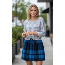 Ace & Jig Scoop Neck Mixed Media Buffalo Plaid Mini Dress Size XS