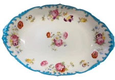 Antique Cauldon England Hand Painted c.1900 Floral Serving Dish- Beautiful!