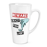 Beware VerrüCkte Fisch Damen 483Ml Groß Latte Becher Tasse - Lustig Tiere