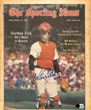 Carlton Fisk Red Sox Signed 1978 Sporting News Cover Beckett