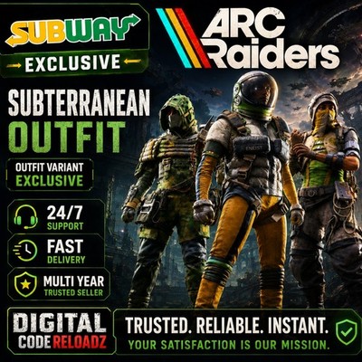 Arc Raiders x Subway - Subterranean Outfit Exclusive Promotion AUTHENTIC Loot  