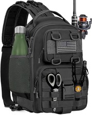 Fishing Backpack Tackle Sling Bag, Tactical Fishing Tackle Backpack with Rod ...