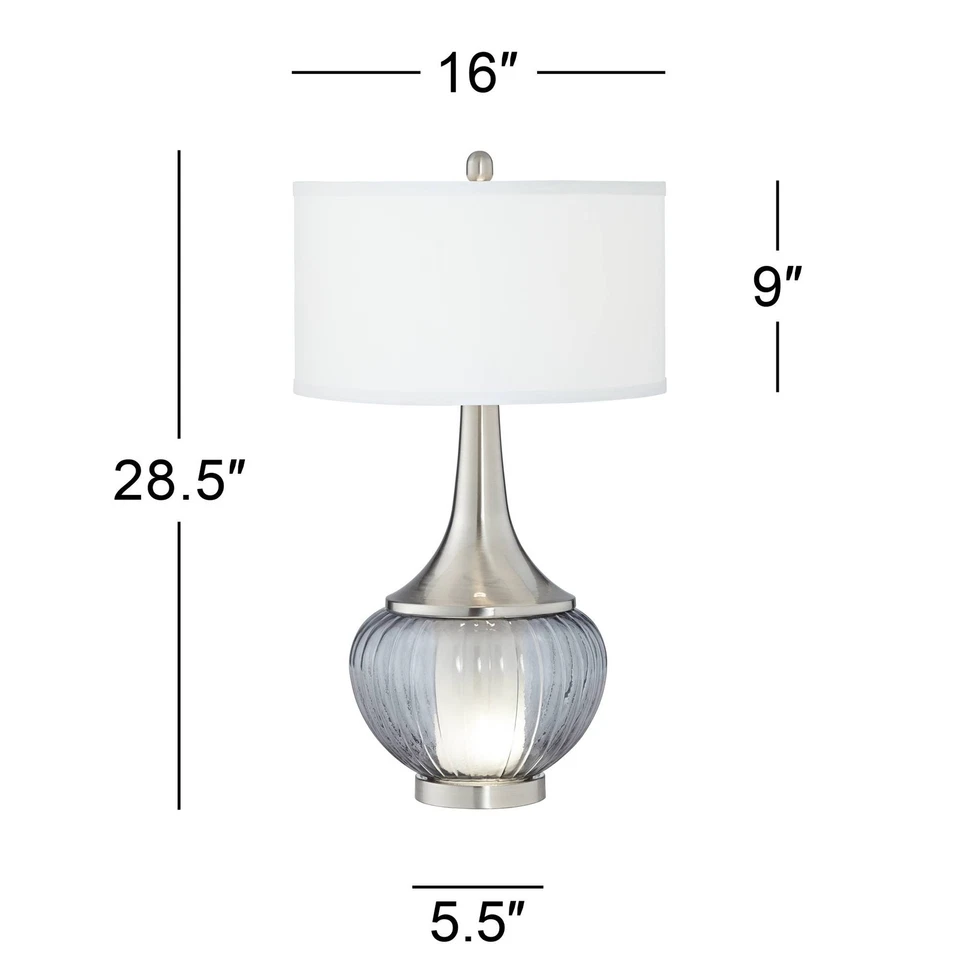 Courtney Modern Table Lamp 28 1/2" Tall Nickel Glass Nightlight Dimmer Bedroom - Image 4 of 4