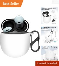White Waterproof Case Cover for Pixel Buds Pro 2/2022 with Carabiner