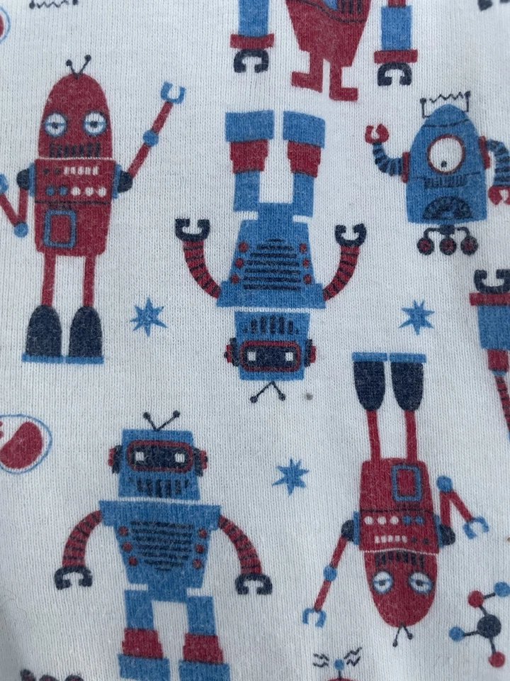 Lindos pantalones de pijama blancos 4T de cintura elástica robot rojo azul colorido niño pequeño 4T Foto 3 de 4