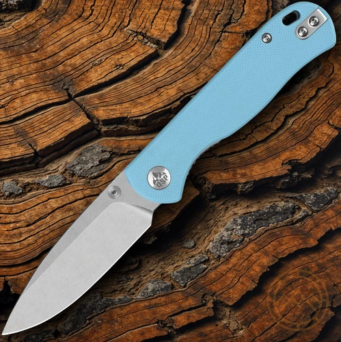 QSP Knife Ferret Linerlock Folding Knife 3" Nitro V Steel Blade Blue G10 Handle - Picture 1 of 7