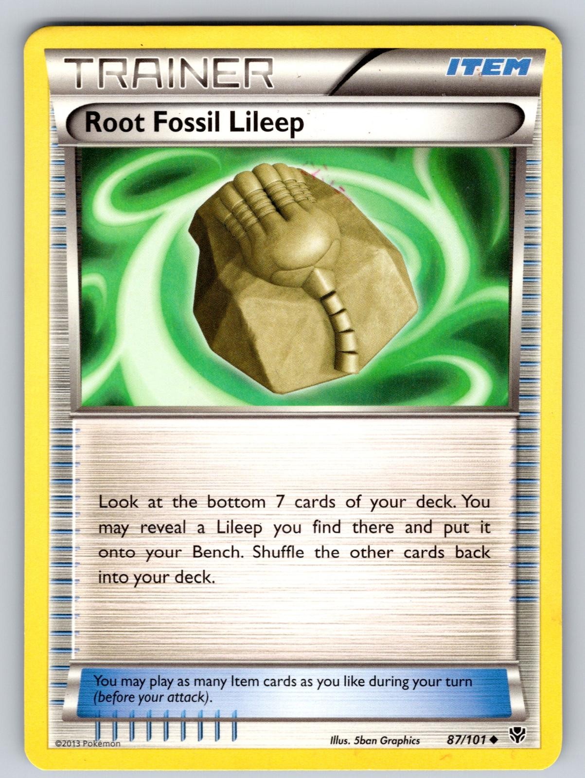 Root Fossil Lileep 87/101 Uncommon Plasma Blast Pokemon Heavily Played