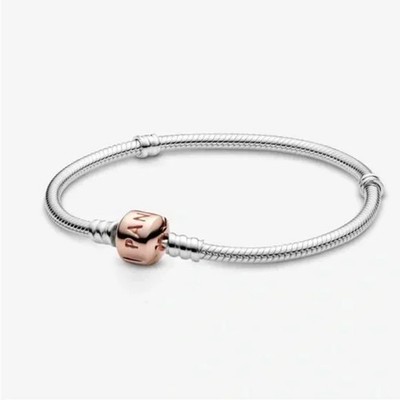 アクセサリー Moments Snake Chain Bracelet 16cm Pandora Moments Snake Chain Bracelet Rose Gold Clasp ALE sterling