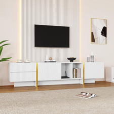 TV Stand for 85inch Entertainment Center Open Shelves for Living Room White