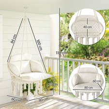 Amaca Portatile In Cotone QUVIO 280x150 Cm – Boho Chic Macramé, Capacità 250 Kg Per Interno/Esterno