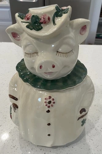 Vintage Shawnee USA Pottery - Winnie The Pig - Green Collar - Cookie Jar