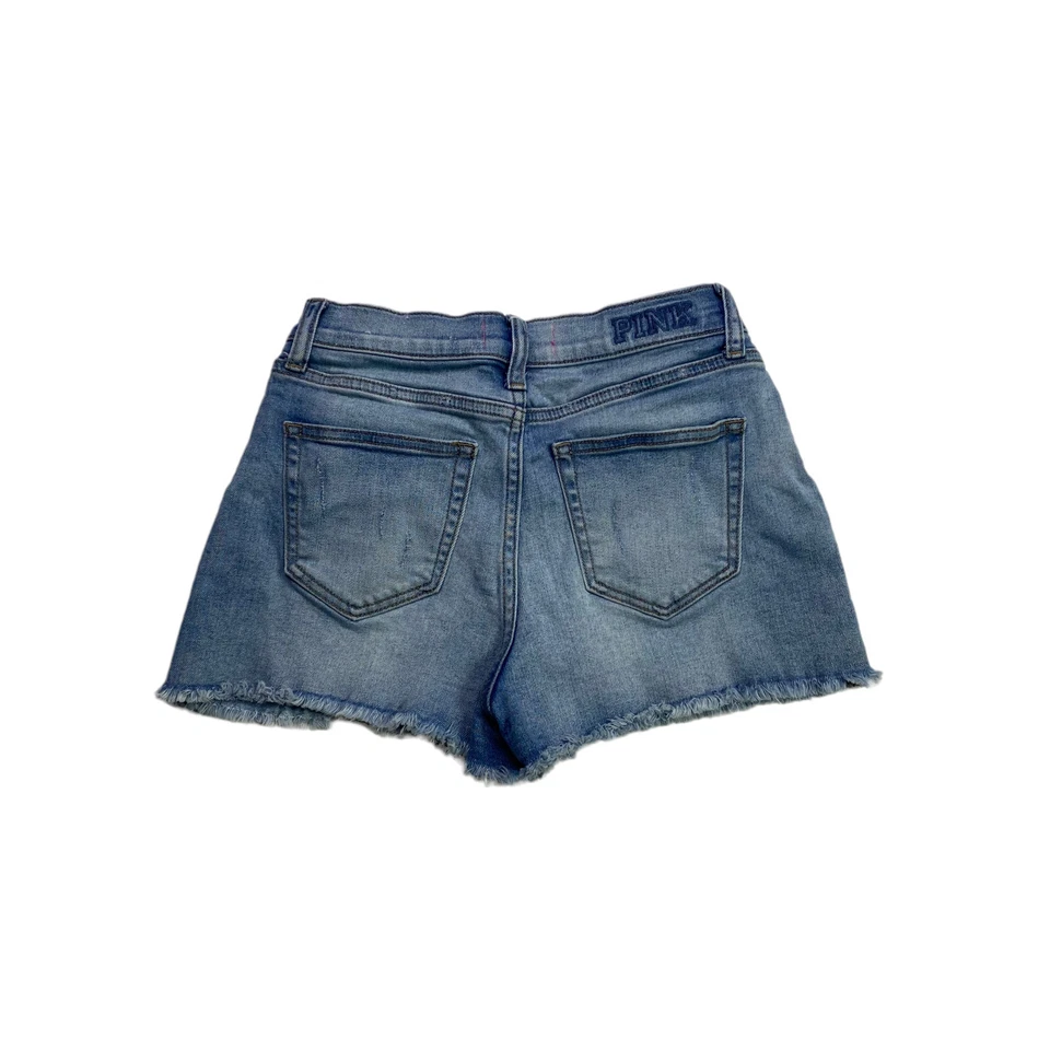 Pantalones Cortos de Jean Victoria's Secret ROSA Corte Para Mujer Talla 4 Tiro Alto Lavado Ligero Foto 2 de 4