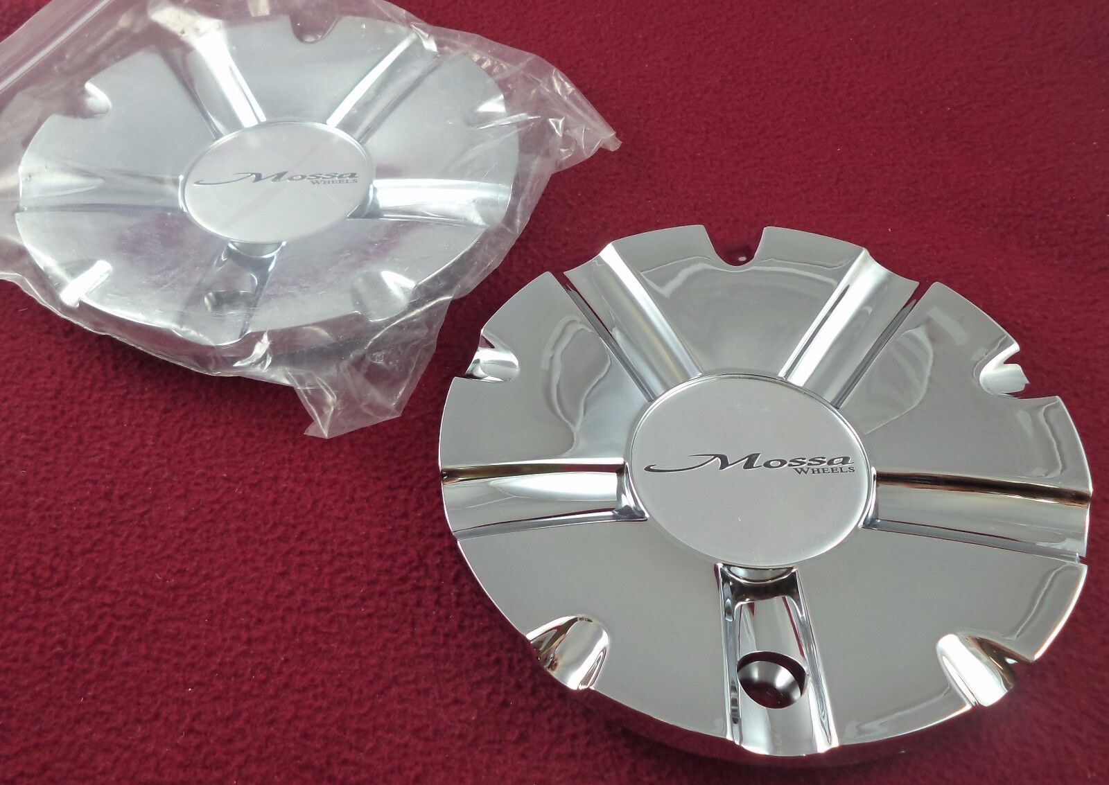 MOSSA Wheels 'CIENNA' Chrome Custom Wheel Center Caps Set of 2 # CAP-742C (FWD)